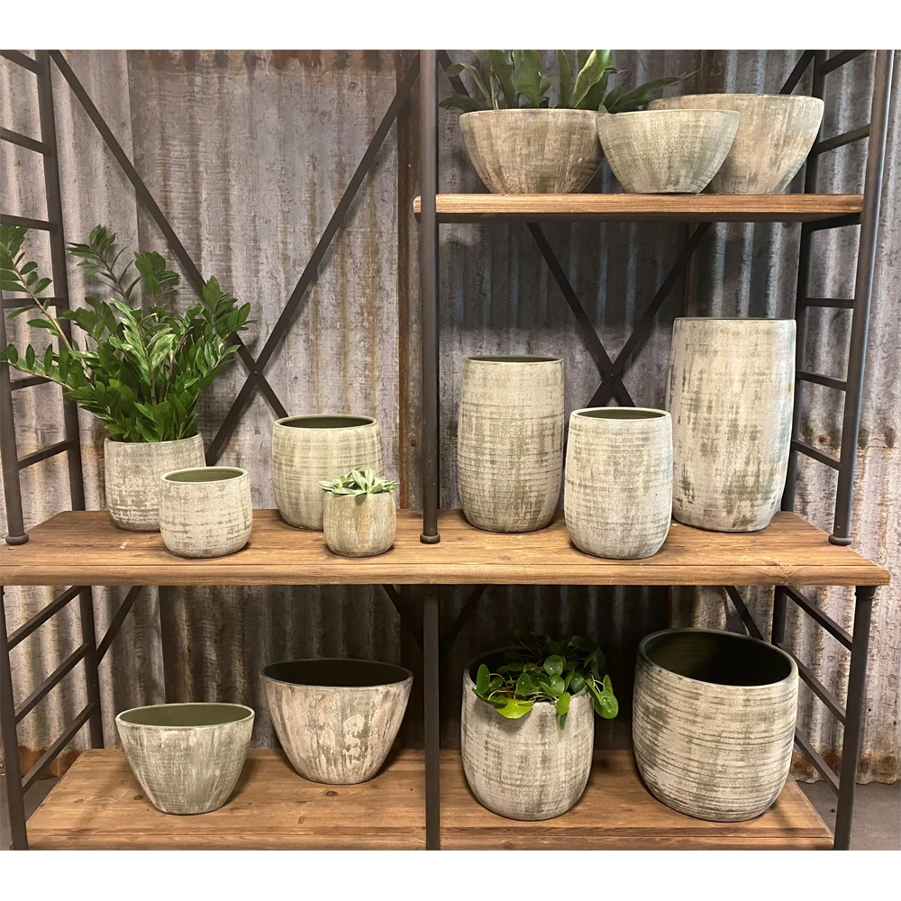 Bloempot Miami ovaal - l33 x d13 x h24cm - Groen Cement Bloempot Miami Ovaal - L33 X D13 X H24cm - Groen Cement -Tuin Gereedschap Winkel bloempot miami groen cement 2 1