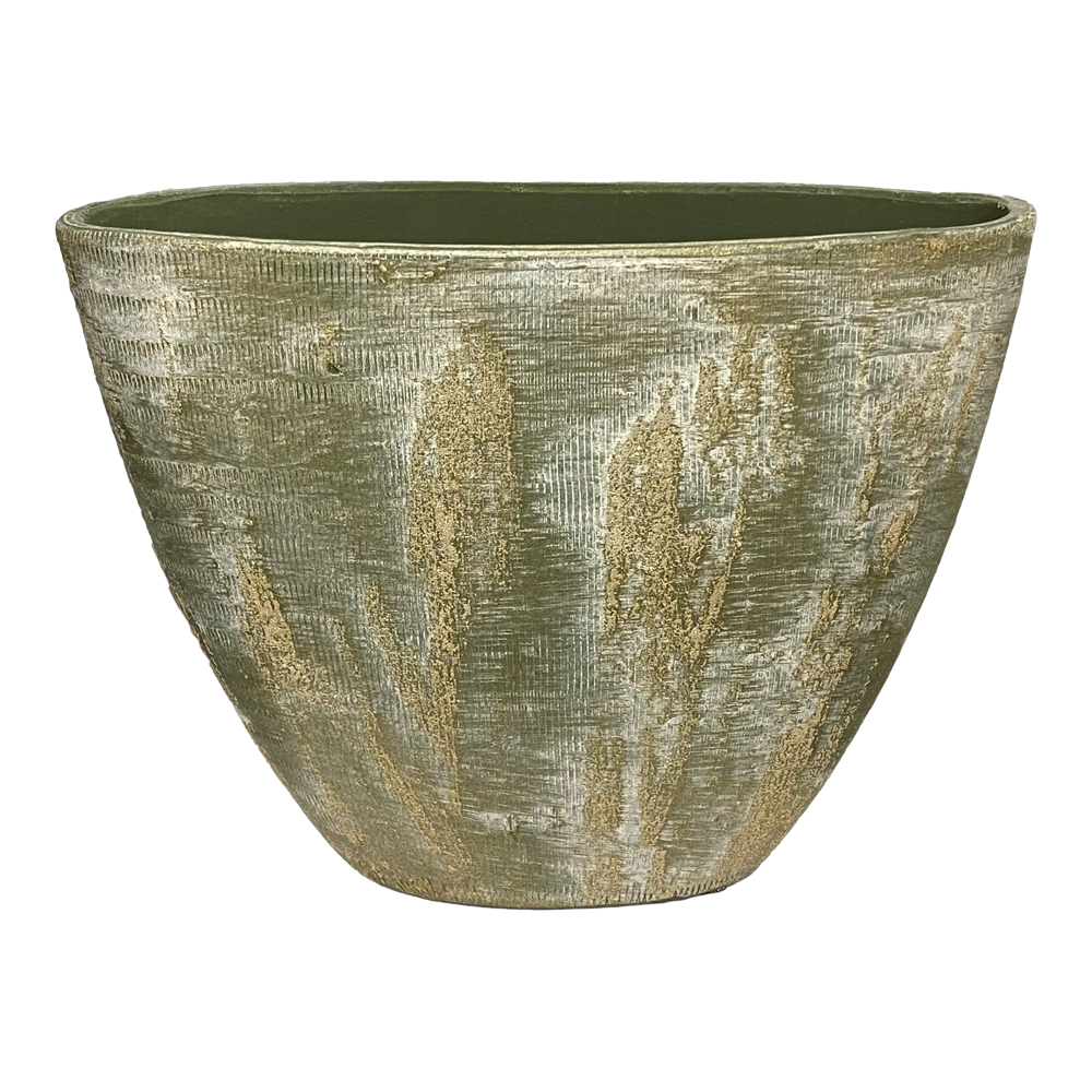 Bloempot Miami ovaal - l33 x d13 x h24cm - Groen Cement Bloempot Miami Ovaal - L33 X D13 X H24cm - Groen Cement -Tuin Gereedschap Winkel