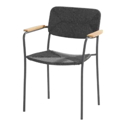 Bora Dining Stoel Met Teak Armleuning - Antraciet