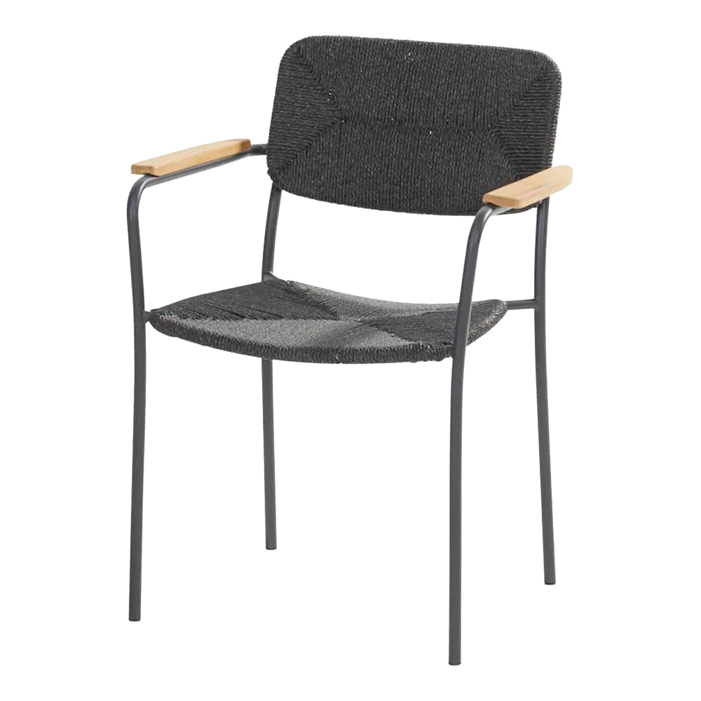 Bora Dining Stoel Met Teak Armleuning - Antraciet