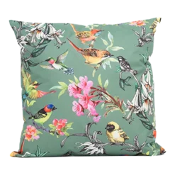 Buitenkussen Vogels Groen 45x45cm - Tuinkussen