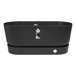 Bloembak Elho Greenville Terrace 80cm - Met Wielen - Living Black