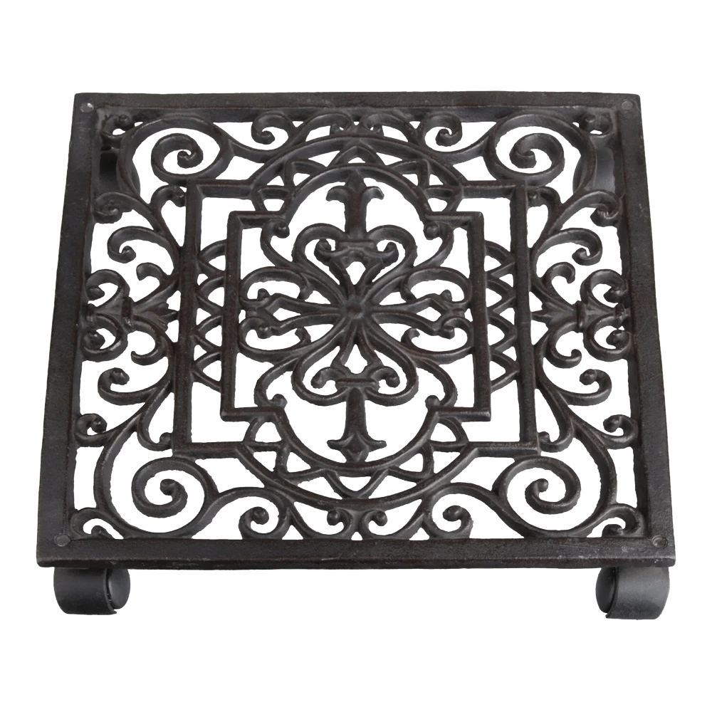 Indoor Gietijzeren Vierkante Plantentrolley L - Esschert's Garden -Tuin Gereedschap Winkel indoor gietijzeren vierkante plantentrolley l esschert s garden plantentrolley 1