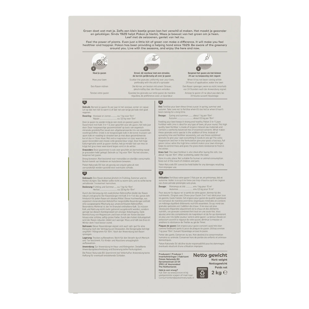 Pokon Gazonmest Met Kalk 2kg Voor 30mu00b2 - Gazonmeststof, Gazonkalk -Tuin Gereedschap Winkel pokon gazonmest met kalk 2kg voor 30m gazonmeststof gazonkalk 2 1