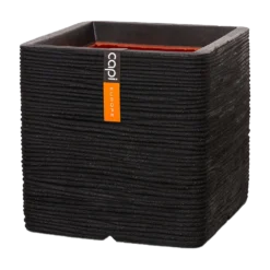 Capi Plantenbak Vierkant Nature Rib NL - L30 X B30 X H30cm - Zwart