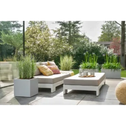 Elho Vivo Next Vierkant Wielen 40cm - Warm Grijs -Tuin Gereedschap Winkel vivo matt vierkant wielen 40cm warm grijs 7 1